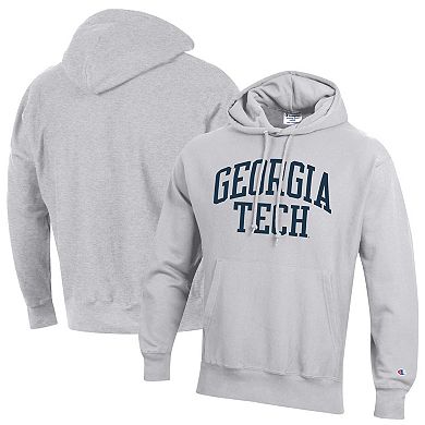 Men's Champion Heathered Gray Georgia Tech Yellow Jackets Team Arch Reverse Weave Pullover Hoodie