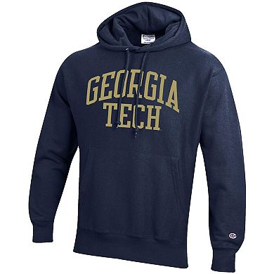 Men's Champion Navy Georgia Tech Yellow Jackets Team Arch Reverse Weave Pullover Hoodie