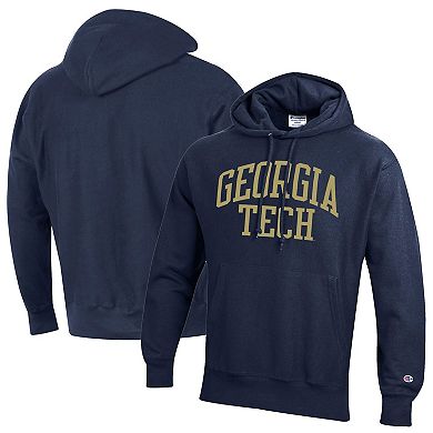 Men's Champion Navy Georgia Tech Yellow Jackets Team Arch Reverse Weave Pullover Hoodie