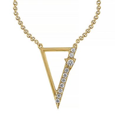 10k Gold Over Silver 1/8 Carat T.W. Diamond Triangle Pendant Necklace