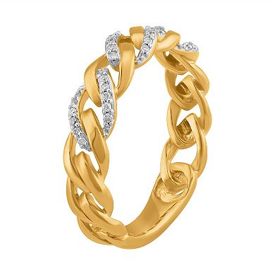 Simply Vera Vera Wang 14k Gold 1/10 Carat T.W. Diamond Cable Link Ring