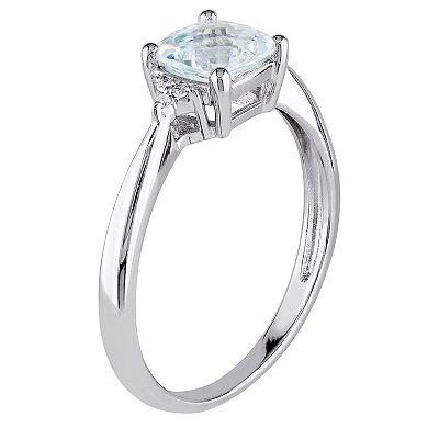 Stella Grace 10k White Gold Aquamarine & Diamond Accent Solitaire Ring