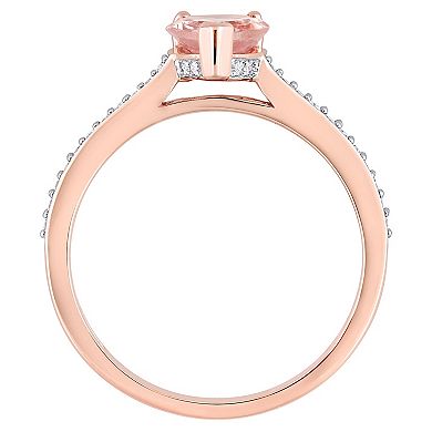 Stella Grace 10k Rose Gold Morganite & 1/8 Carat T.W. Diamond Engagement Ring