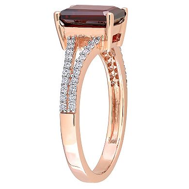 Stella Grace 14k Rose Gold Garnet & Diamond Accent Split-Shank Engagement Ring