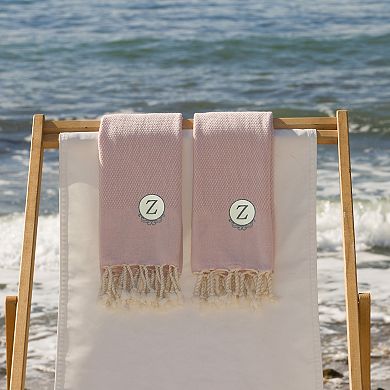 Linum Home Textiles Turkish Cotton Personalized Fun In Paradise Pestemal 2-pack Hand Towel Set