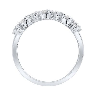 10k White Gold 1/3 Carat T.W. Diamond Hearts Ring