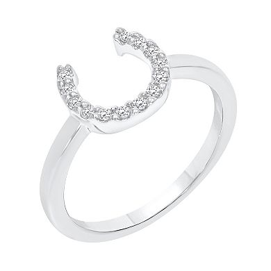 Sterling Silver 1/10 Carat T.W. Diamond Horseshoe Ring