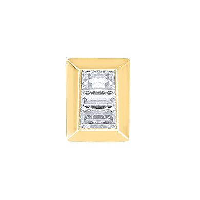 Sterling Silver 1/8 Carat T.W. Diamond Rectangle Stud Earrings 