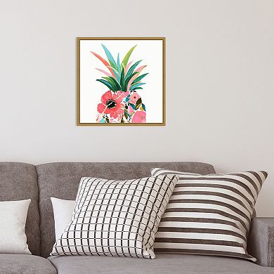 Amanti Art Pina Colada Floral Pineapple Framed Canvas Wall Art