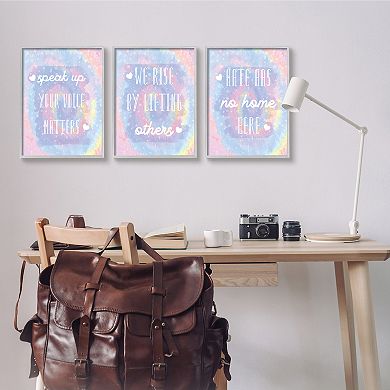 Stupell Home Decor Speak Up Tie Dye Inspirational Framed Wall Art 3-piece Set