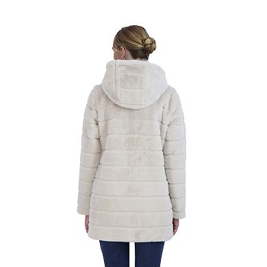 Women's Sebby Collection Reversible Hood Faux-Fur Coat