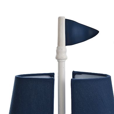 Moulded Sail Boat Table Lamp with Two U shaped Blue Sail Shades