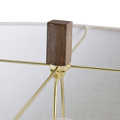 Brass Ring Table Lamp with Moulded Wood-Like Accents