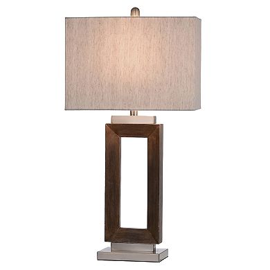 Moulded Hollow Rectangle Table Lamp with Brushed Steel Accents