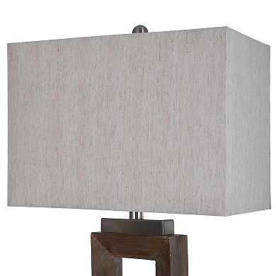 Moulded Hollow Rectangle Table Lamp with Brushed Steel Accents