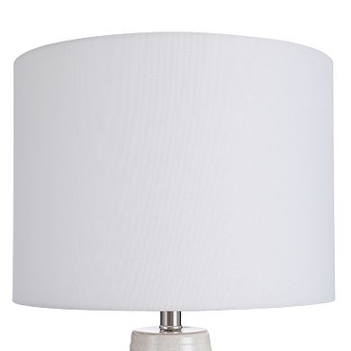 Slightly Tapered Two Tone Round Ceramic Lamp with Brushed Silver Base