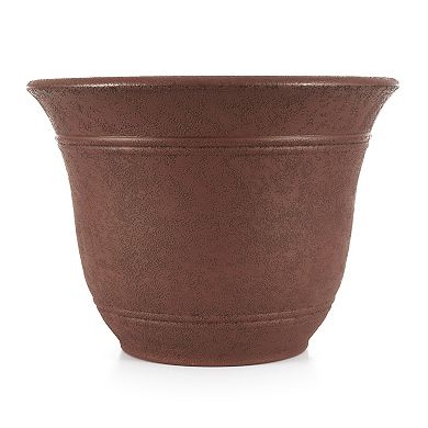 Listo SRA13001P05 13-Inch Round Outdoor Plastic Sierra Planter, Rustic Redstone