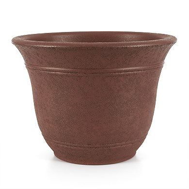 Listo SRA13001P05 13-Inch Round Outdoor Plastic Sierra Planter, Rustic Redstone