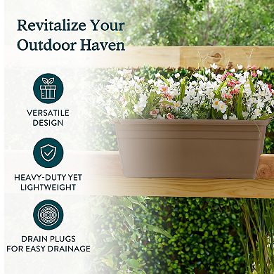 HC Companies SPX24DB0E2112-Inch Outdoor Plastic Deck Planter Box, Chocolate