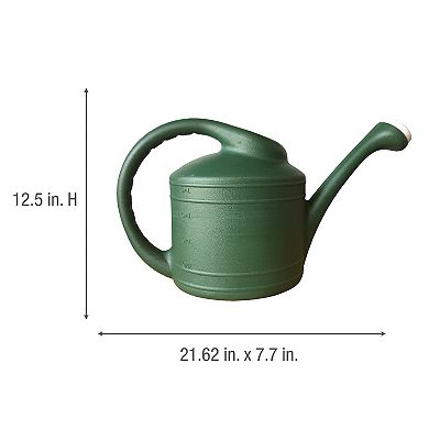 Southern Patio Large 2 Gallon Plastic Rainfall Garden Plant Watering Can, Green