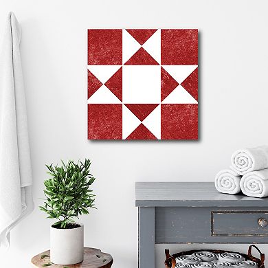 COURTSIDE MARKET True Red Faux Quilt Square Canvas Wall Art