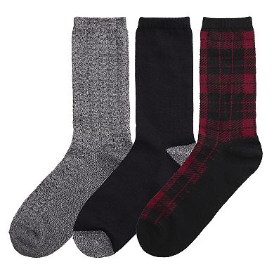 Women's Cuddl Duds® 3-Pack Plushfill* Midweight Plaid & Scalloped Textured Crew Socks