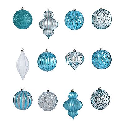 nearly natural Holiday Lux Shatterproof Blue Ornament 12-Piece Set