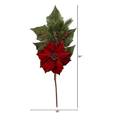 nearly natural Artificial Poinsettia, Berries & Pine Bundle 3-piece Set