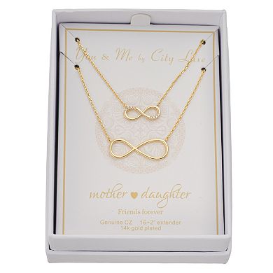 City Luxe Cubic Zirconia Small & Large Infinity Necklace Duo Set