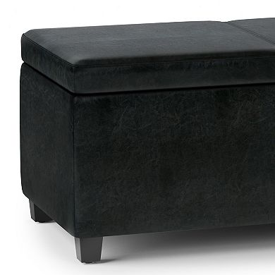 Simpli Home Avalon Extra-Large Faux-Leather Storage Ottoman Bench
