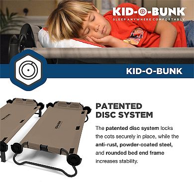 Disc-O-Bed Kid-O-Bunk Benchable Double Toddler Bed with Storage Organizers, Tan