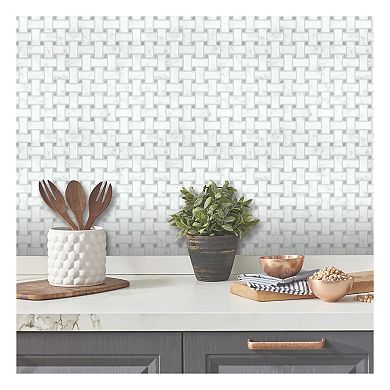 Roommates Basketweave Carara Marble P&S Backsplash