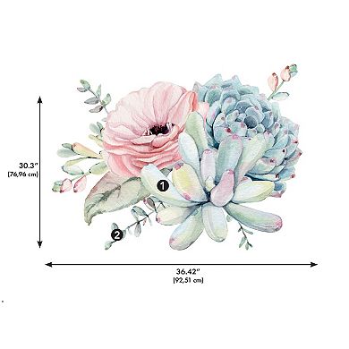 Roommates Watercolor Floral Succulents P&S Decal