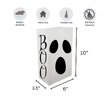 Ghost Boo Plastic Luminaria Bags 12-piece Set