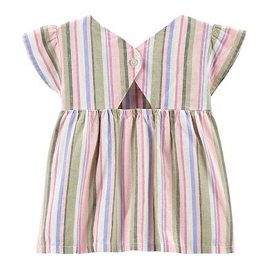 Toddler Girl Carter's Striped Linen-Blend Top