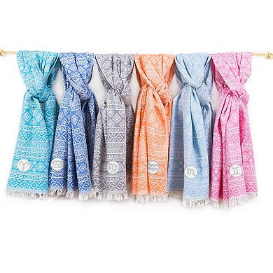 Linum Home Textiles Turkish Cotton Sea Breeze Horoscope Taurus Pestemal Beach Towel