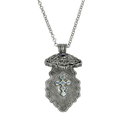 Symbols of Faith Crystal Cross Locket Necklace
