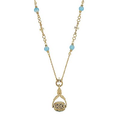 Symbols of Faith Blue Mary Cameo Spinner Necklace
