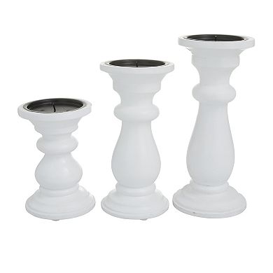 Stella & Eve White Candle Holder Table Decor 3-piece Set