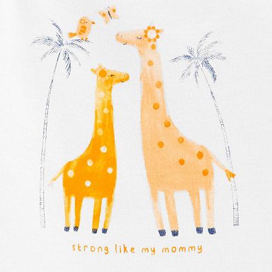 Baby Girl Carter's "Strong Like My Mommy" Giraffe Graphic Bodysuit & Polka Dot Shorts Set