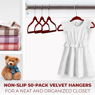 Osto Premium Velvet Hangers For Kids, Pack Of 50 Non-slip Clothes