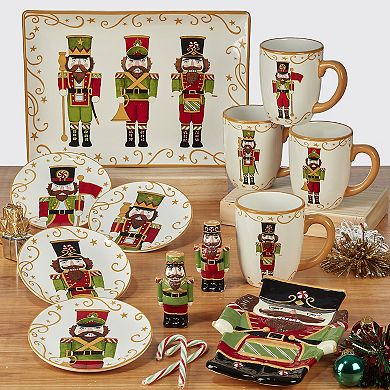 Certified International Holiday Magic Nutcracker 4-pc. Dessert Plate Set