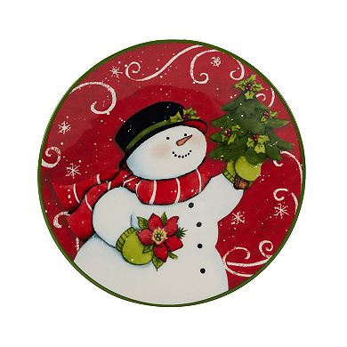 Certified International Holiday Magic Snowman 4-pc. Canape Plate Set