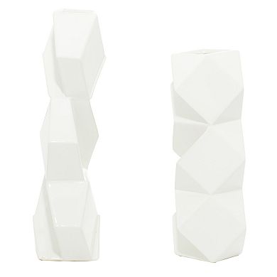 CosmoLiving by Cosmopolitan White Geometric Vase Floor Decor 2-piece Set