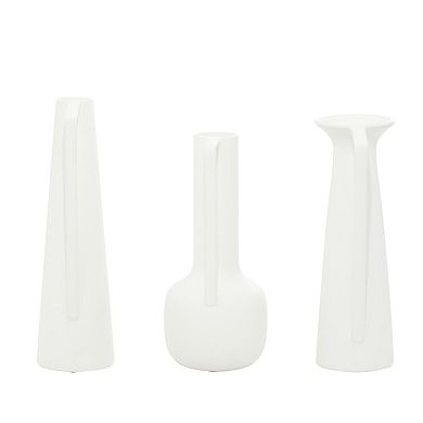 CosmoLiving by Cosmopolitan White Matte Vase Table Decor 3-piece Set