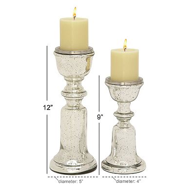 Stella & Eve Mercury Glass Finish Candle Holder Table Decor 2-piece Set