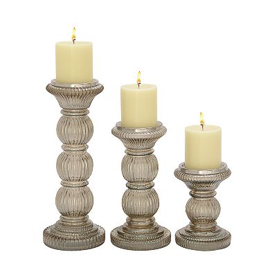 Stella & Eve Ribbed Detailed Candle Holder Table Decor 3-piece Set