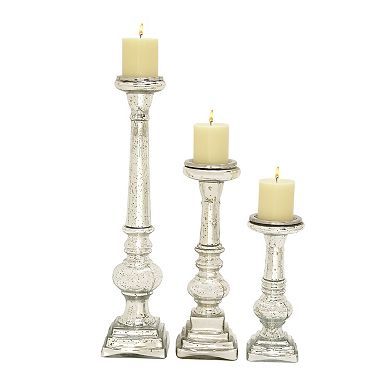 Stella & Eve Mercury Glass Finish Candle Holder Floor Decor 3-piece Set