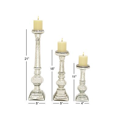 Stella & Eve Mercury Glass Finish Candle Holder Floor Decor 3-piece Set