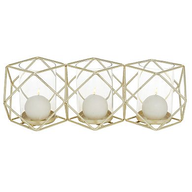 Stella & Eve Gold Finish Geometric Candle Holder Table Decor